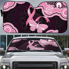 Australia Indigenous Auto Sun Shade Pink Ribbon Breast Cancer Butterfly Aboriginal Black - Aussie Hoodie