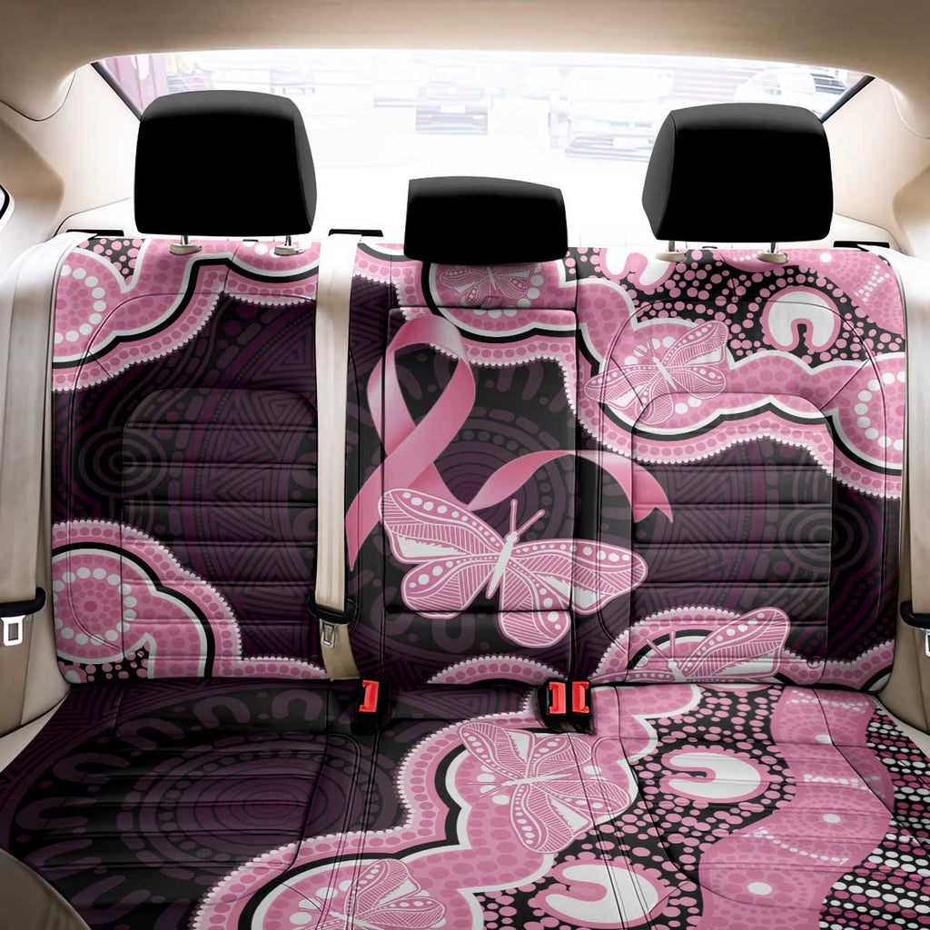 Australia Indigenous Back Car Seat Cover Pink Ribbon Breast Cancer Butterfly Aboriginal Black - Aussie Hoodie