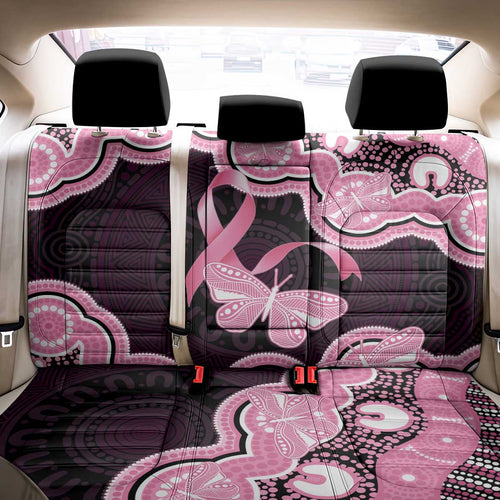 Australia Indigenous Back Car Seat Cover Pink Ribbon Breast Cancer Butterfly Aboriginal Black - Aussie Hoodie