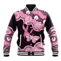 Australia Indigenous Baseball Jacket Pink Ribbon Breast Cancer Butterfly Aboriginal Black - Aussie Hoodie