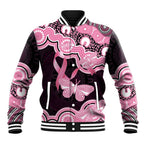 Australia Indigenous Baseball Jacket Pink Ribbon Breast Cancer Butterfly Aboriginal Black - Aussie Hoodie