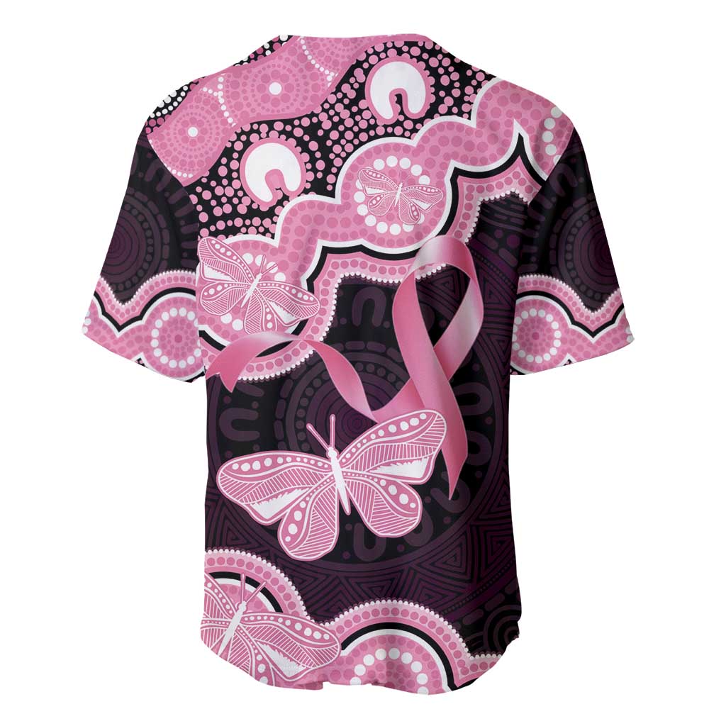 Australia Indigenous Baseball Jersey Pink Ribbon Breast Cancer Butterfly Aboriginal Black - Aussie Hoodie