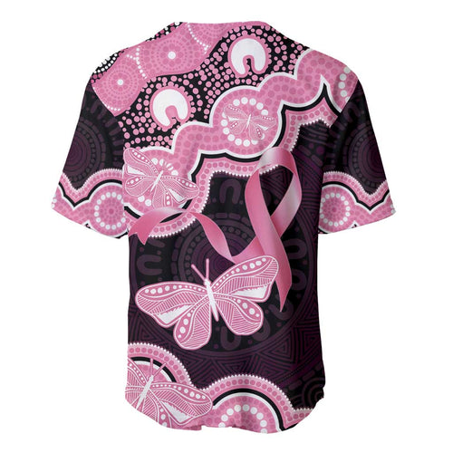 Australia Indigenous Baseball Jersey Pink Ribbon Breast Cancer Butterfly Aboriginal Black - Aussie Hoodie