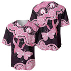 Australia Indigenous Baseball Jersey Pink Ribbon Breast Cancer Butterfly Aboriginal Black - Aussie Hoodie