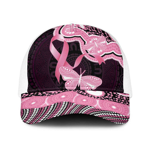 Australia Indigenous Baseball Net Cap Pink Ribbon Breast Cancer Butterfly Aboriginal Black - Aussie Hoodie