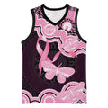 Australia Indigenous Basketball Jersey Pink Ribbon Breast Cancer Butterfly Aboriginal Black - Aussie Hoodie