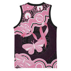 Australia Indigenous Basketball Jersey Pink Ribbon Breast Cancer Butterfly Aboriginal Black - Aussie Hoodie