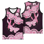 Australia Indigenous Basketball Jersey Pink Ribbon Breast Cancer Butterfly Aboriginal Black - Aussie Hoodie