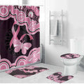 Australia Indigenous Bathroom Set Pink Ribbon Breast Cancer Butterfly Aboriginal Black - Aussie Hoodie