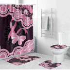 Australia Indigenous Bathroom Set Pink Ribbon Breast Cancer Butterfly Aboriginal Black - Aussie Hoodie
