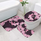 Australia Indigenous Bathroom Set Pink Ribbon Breast Cancer Butterfly Aboriginal Black - Aussie Hoodie