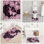 Australia Indigenous Bathroom Set Pink Ribbon Breast Cancer Butterfly Aboriginal Black - Aussie Hoodie