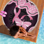Australia Indigenous Beach Blanket Pink Ribbon Breast Cancer Butterfly Aboriginal Black - Aussie Hoodie