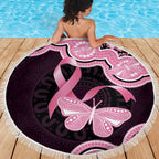 Australia Indigenous Beach Blanket Pink Ribbon Breast Cancer Butterfly Aboriginal Black - Aussie Hoodie