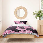 Australia Indigenous Bedding Set Pink Ribbon Breast Cancer Butterfly Aboriginal Black - Aussie Hoodie