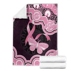 Australia Indigenous Blanket Pink Ribbon Breast Cancer Butterfly Aboriginal Black - Aussie Hoodie