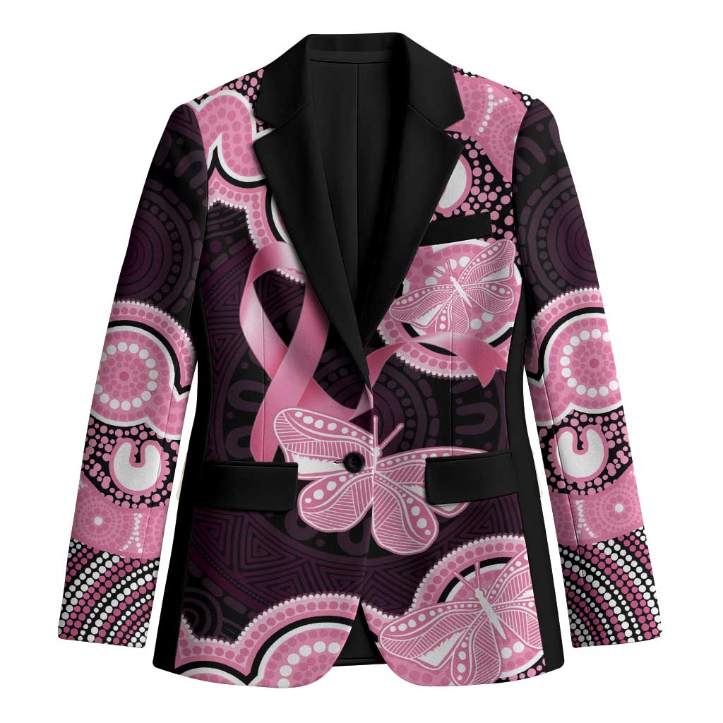 Australia Indigenous Blazer Pink Ribbon Breast Cancer Butterfly Aboriginal Black - Aussie Hoodie
