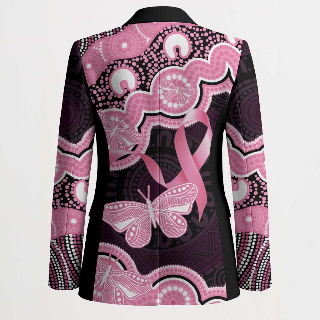 Australia Indigenous Blazer Pink Ribbon Breast Cancer Butterfly Aboriginal Black - Aussie Hoodie