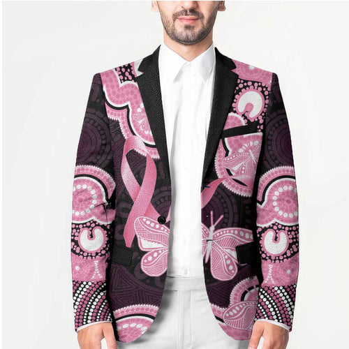 Australia Indigenous Blazer Pink Ribbon Breast Cancer Butterfly Aboriginal Black - Aussie Hoodie