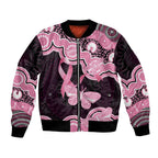 Australia Indigenous Bomber Jacket Pink Ribbon Breast Cancer Butterfly Aboriginal Black - Aussie Hoodie