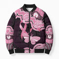 Australia Indigenous Bomber Puffer Jacket Pink Ribbon Breast Cancer Butterfly Aboriginal Black - Aussie Hoodie