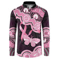Australia Indigenous Button Sweatshirt Pink Ribbon Breast Cancer Butterfly Aboriginal Black - Aussie Hoodie