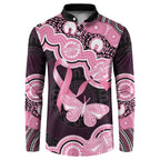 Australia Indigenous Button Sweatshirt Pink Ribbon Breast Cancer Butterfly Aboriginal Black - Aussie Hoodie