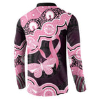 Australia Indigenous Button Sweatshirt Pink Ribbon Breast Cancer Butterfly Aboriginal Black - Aussie Hoodie