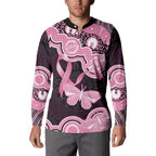 Australia Indigenous Button Sweatshirt Pink Ribbon Breast Cancer Butterfly Aboriginal Black - Aussie Hoodie