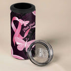 Australia Indigenous 4 in 1 Can Cooler Tumbler Pink Ribbon Breast Cancer Butterfly Aboriginal Black - Aussie Hoodie