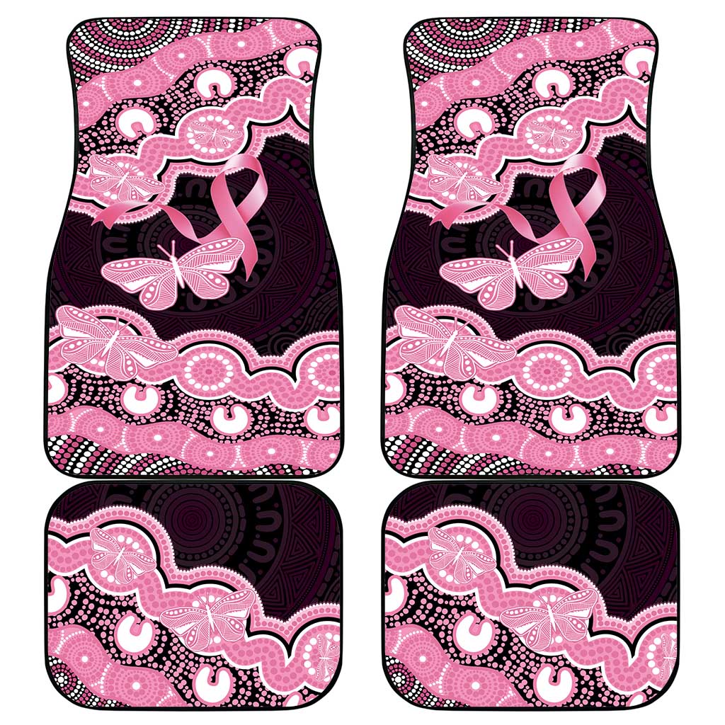 Australia Indigenous Car Mats Pink Ribbon Breast Cancer Butterfly Aboriginal Black - Aussie Hoodie