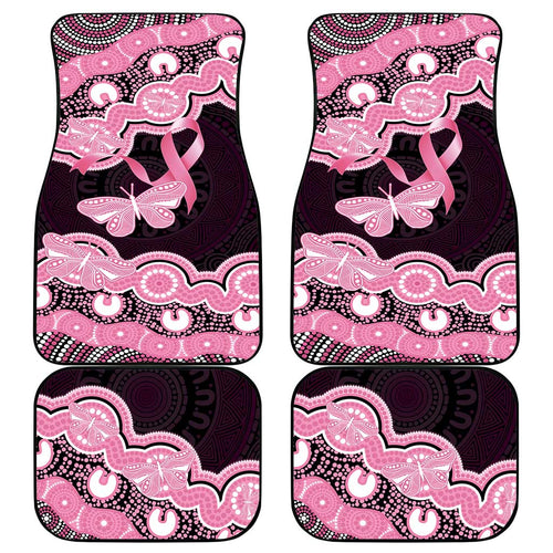 Australia Indigenous Car Mats Pink Ribbon Breast Cancer Butterfly Aboriginal Black - Aussie Hoodie