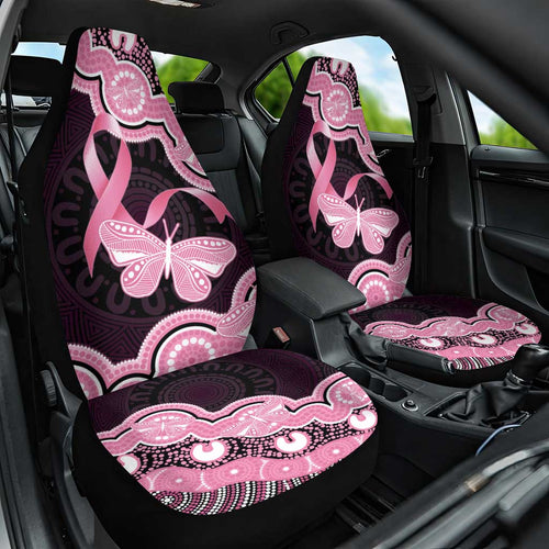 Australia Indigenous Car Seat Cover Pink Ribbon Breast Cancer Butterfly Aboriginal Black - Aussie Hoodie