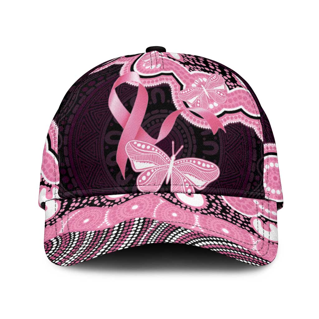 Australia Indigenous Classic Cap Pink Ribbon Breast Cancer Butterfly Aboriginal Black - Aussie Hoodie