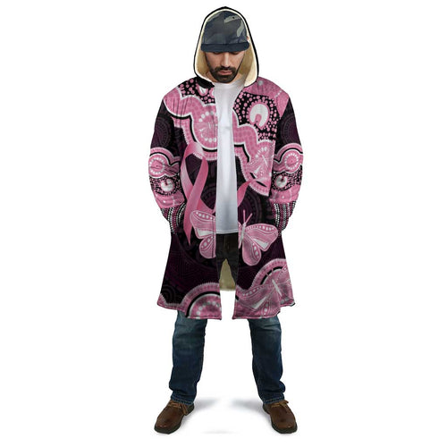Australia Indigenous Cloak Pink Ribbon Breast Cancer Butterfly Aboriginal Black - Aussie Hoodie
