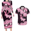 Australia Indigenous Couples Matching Long Sleeve Bodycon Dress and Hawaiian Shirt Pink Ribbon Breast Cancer Butterfly Aboriginal Black - Aussie Hoodie