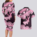 Australia Indigenous Couples Matching Long Sleeve Bodycon Dress and Hawaiian Shirt Pink Ribbon Breast Cancer Butterfly Aboriginal Black - Aussie Hoodie