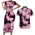 Australia Indigenous Couples Matching Short Sleeve Bodycon Dress and Hawaiian Shirt Pink Ribbon Breast Cancer Butterfly Aboriginal Black - Aussie Hoodie