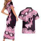 Australia Indigenous Couples Matching Short Sleeve Bodycon Dress and Hawaiian Shirt Pink Ribbon Breast Cancer Butterfly Aboriginal Black - Aussie Hoodie