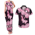 Australia Indigenous Couples Matching Tank Maxi Dress and Hawaiian Shirt Pink Ribbon Breast Cancer Butterfly Aboriginal Black - Aussie Hoodie