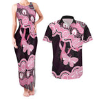Australia Indigenous Couples Matching Tank Maxi Dress and Hawaiian Shirt Pink Ribbon Breast Cancer Butterfly Aboriginal Black - Aussie Hoodie