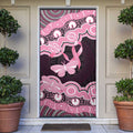 Australia Indigenous Door Cover Pink Ribbon Breast Cancer Butterfly Aboriginal Black - Aussie Hoodie