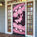Australia Indigenous Door Cover Pink Ribbon Breast Cancer Butterfly Aboriginal Black - Aussie Hoodie