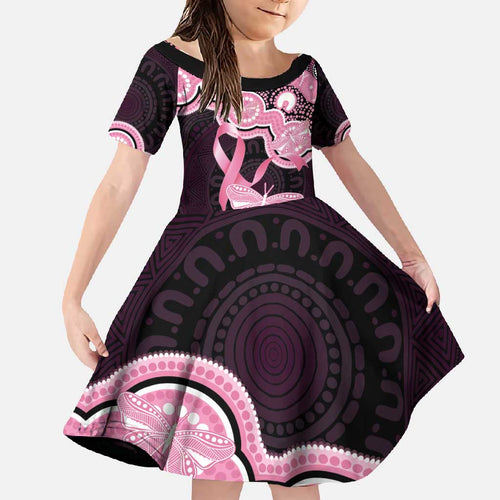 Australia Indigenous Family Matching Long Sleeve Bodycon Dress and Hawaiian Shirt Pink Ribbon Breast Cancer Butterfly Aboriginal Black - Aussie Hoodie
