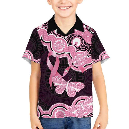 Australia Indigenous Family Matching Long Sleeve Bodycon Dress and Hawaiian Shirt Pink Ribbon Breast Cancer Butterfly Aboriginal Black - Aussie Hoodie