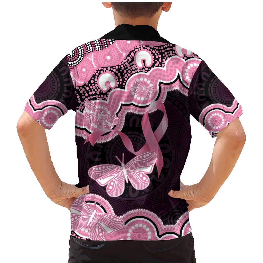 Australia Indigenous Family Matching Mermaid Dress and Hawaiian Shirt Pink Ribbon Breast Cancer Butterfly Aboriginal Black - Aussie Hoodie