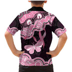 Australia Indigenous Family Matching Mermaid Dress and Hawaiian Shirt Pink Ribbon Breast Cancer Butterfly Aboriginal Black - Aussie Hoodie