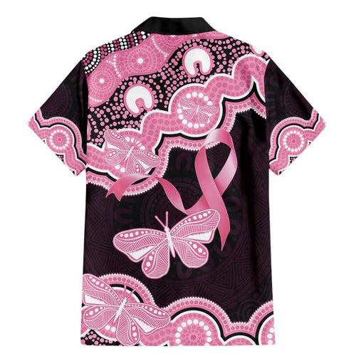 Australia Indigenous Family Matching Mermaid Dress and Hawaiian Shirt Pink Ribbon Breast Cancer Butterfly Aboriginal Black - Aussie Hoodie
