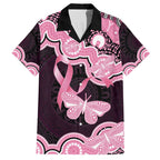 Australia Indigenous Family Matching Off The Shoulder Long Sleeve Dress and Hawaiian Shirt Pink Ribbon Breast Cancer Butterfly Aboriginal Black - Aussie Hoodie