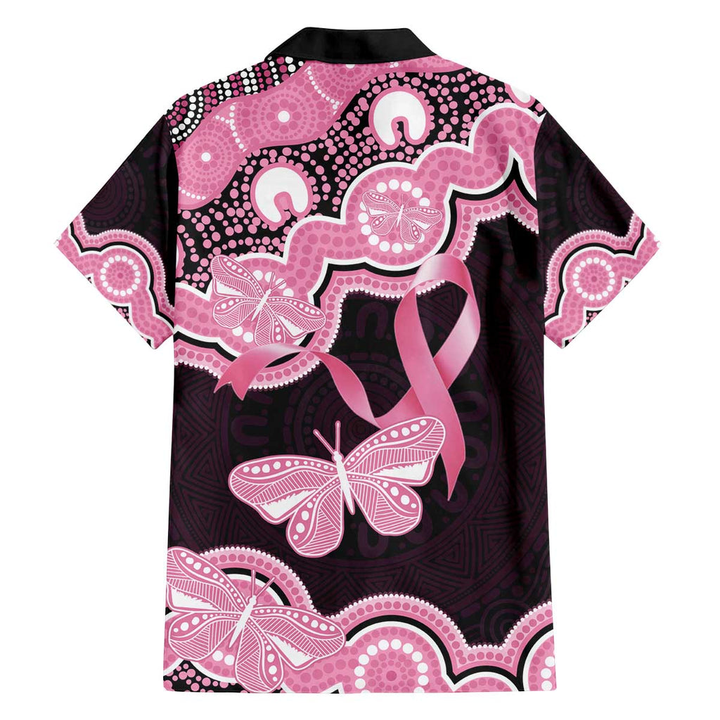 Australia Indigenous Family Matching Off The Shoulder Long Sleeve Dress and Hawaiian Shirt Pink Ribbon Breast Cancer Butterfly Aboriginal Black - Aussie Hoodie